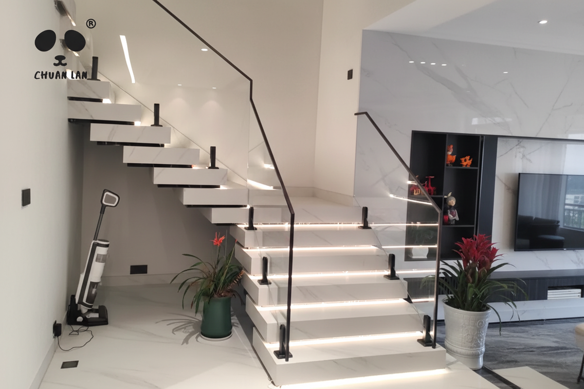 Indoor Glass Staircase Railing — Aluminum Alloy Glass Spigots That Define Luxury