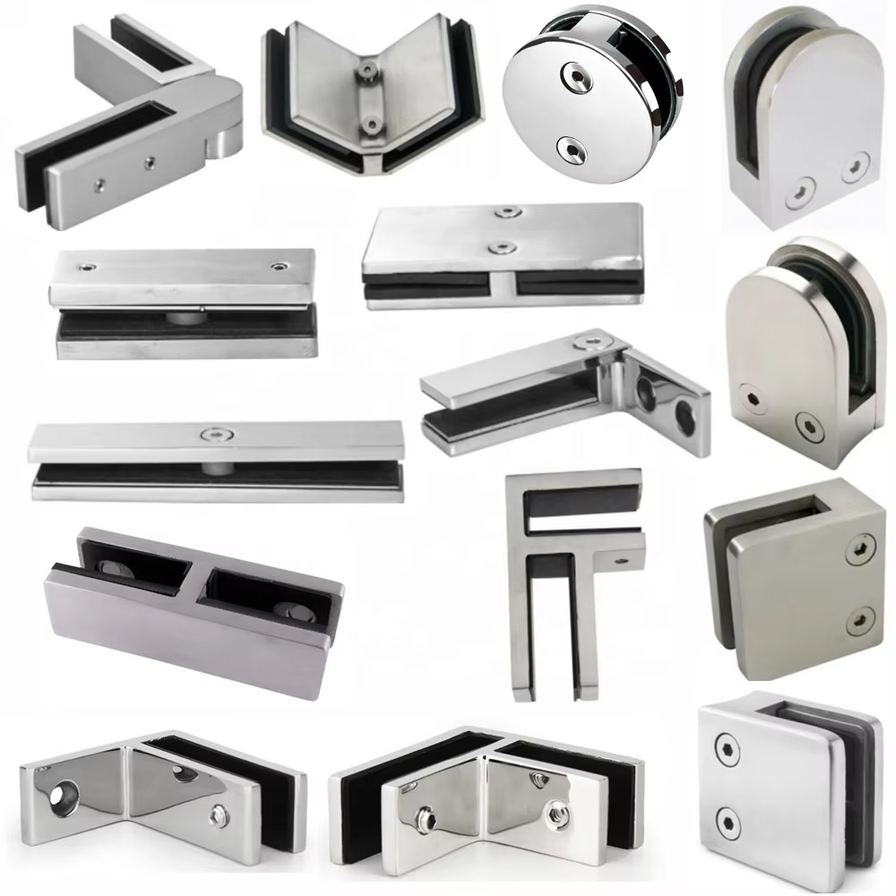 Abrazadera de esquina para vidrio de acero inoxidable para montaje en pared, para vidrio de 6 a 20 mm - Diseño ajustable con soporte en L