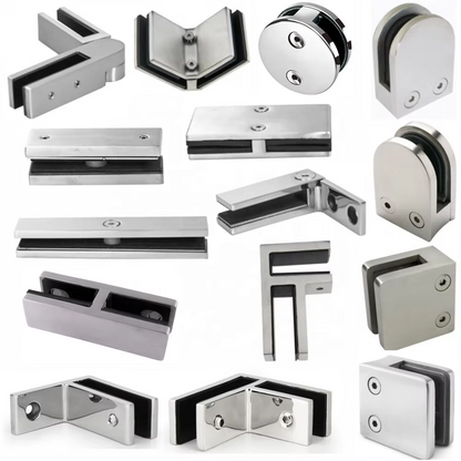 Abrazadera de esquina para vidrio de acero inoxidable para montaje en pared, para vidrio de 6 a 20 mm - Diseño ajustable con soporte en L