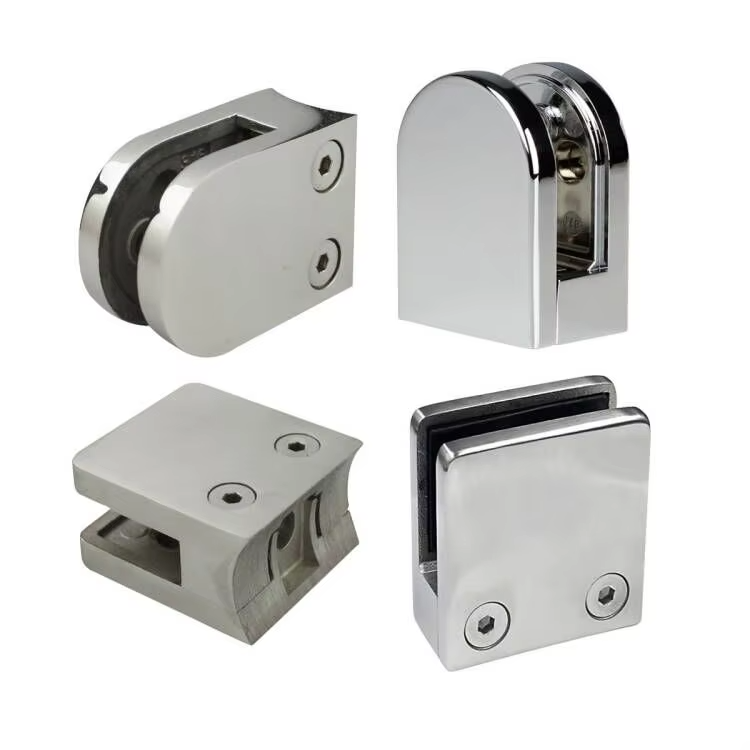 304/316 Stainless Steel Square Glass Clamp - Satin & Mirror Finish for Glass Railing