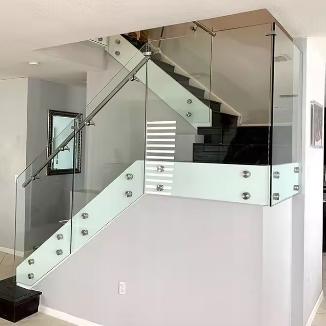 Separador de vidrio ajustable de acero inoxidable con llave - Barandilla exterior para escaleras