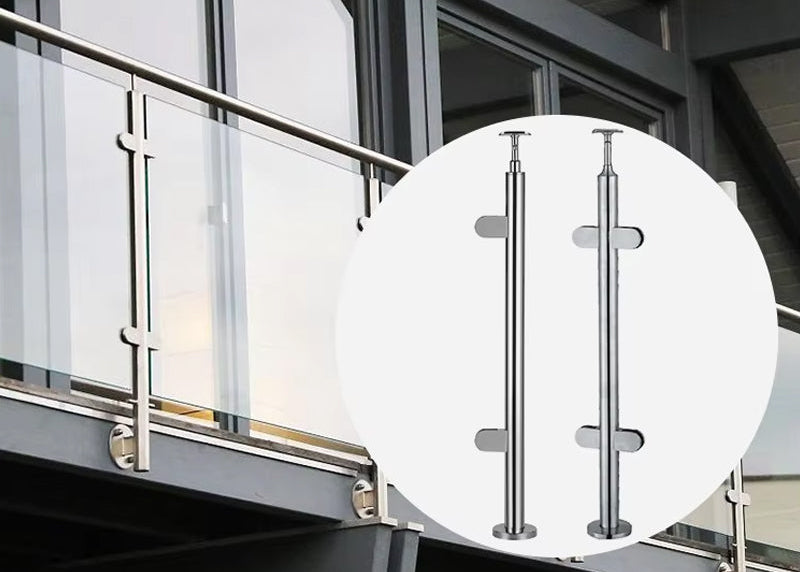 مشبك عمود درابزين زجاجي من الفولاذ المقاوم للصدأ - درابزين سلم شرفة حمام السباحة