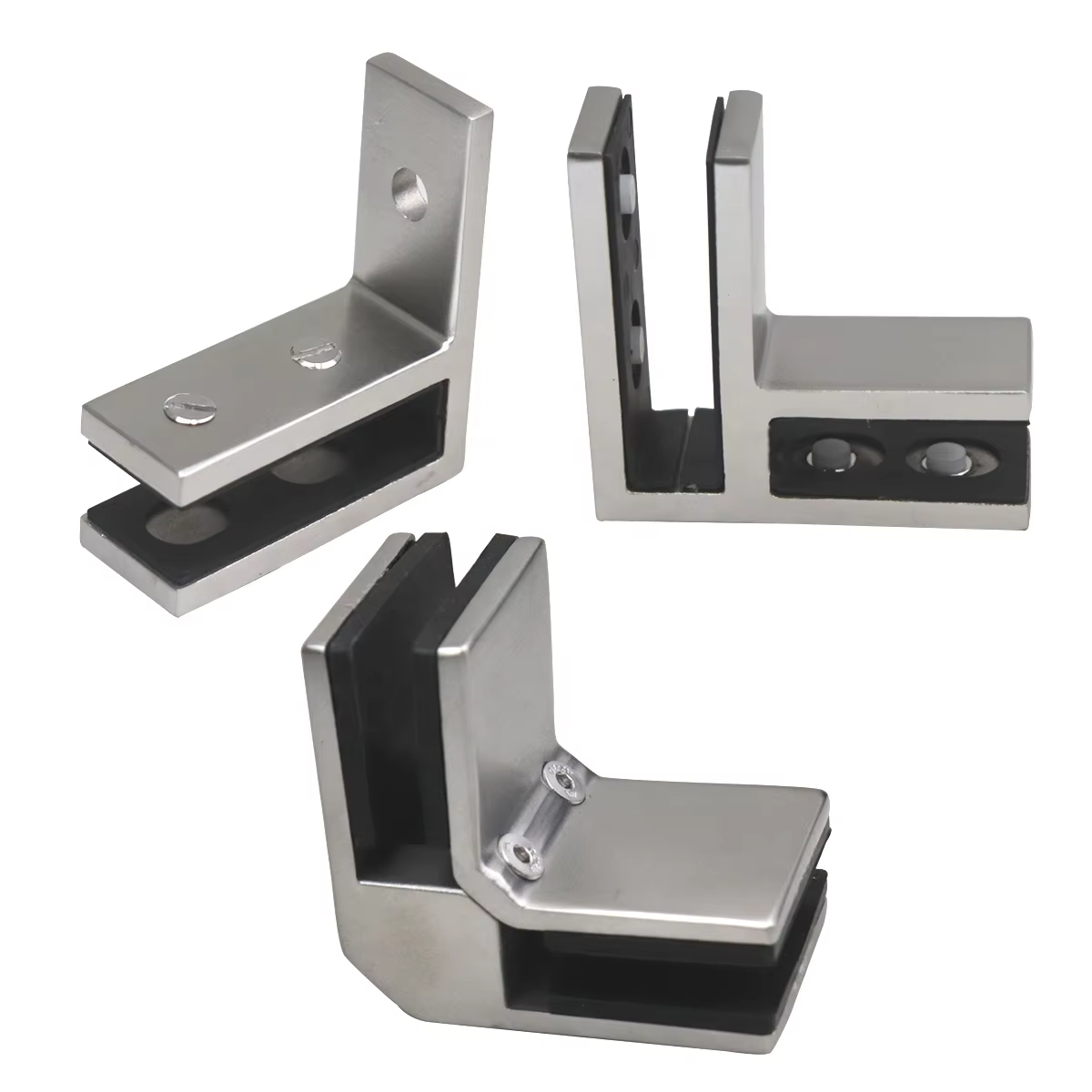 Abrazadera de esquina para vidrio de acero inoxidable para montaje en pared, para vidrio de 6 a 20 mm - Diseño ajustable con soporte en L