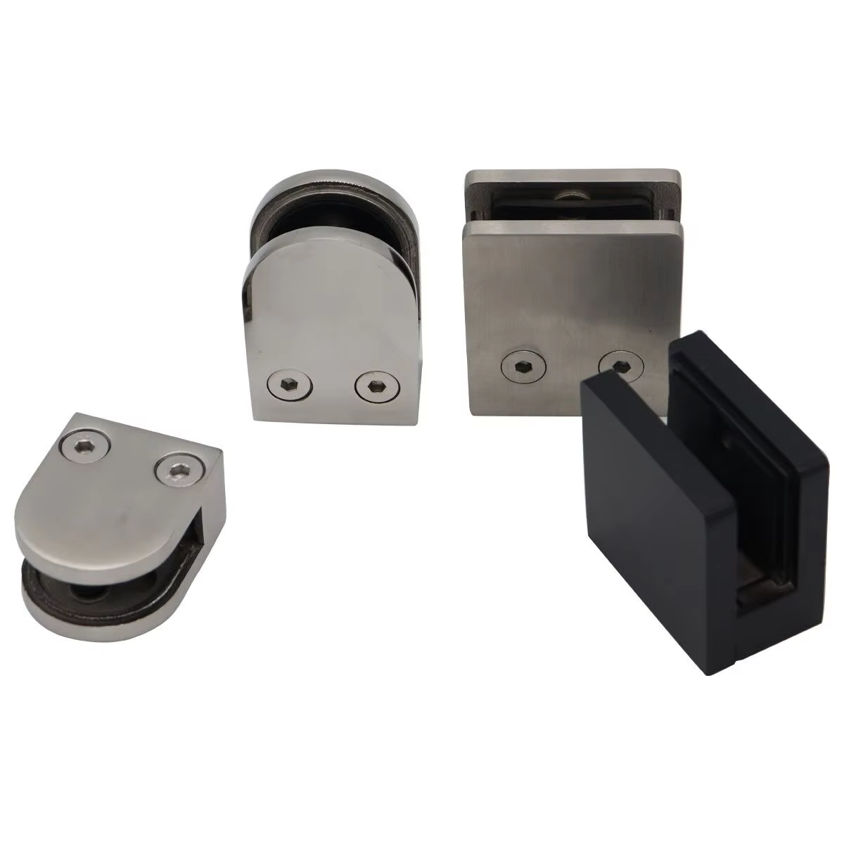 Abrazadera cuadrada de acero inoxidable 304/316 para barandillas de vidrio - Acabado satinado y espejo