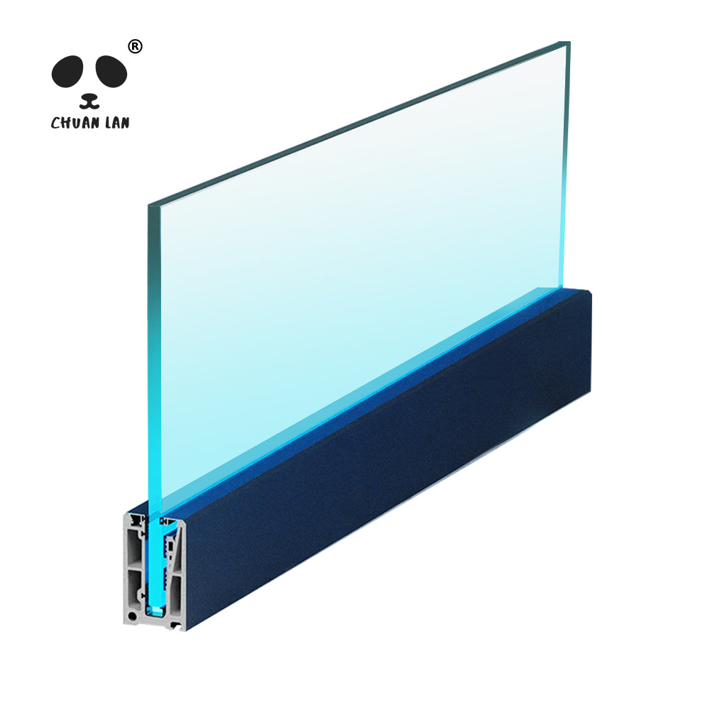 Chuanlan Aluminum U Channel Glass Profile with LED - Slotted Railing Post Base for Glass Handrail Balustrade