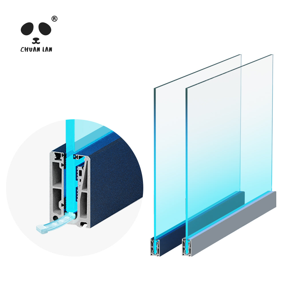 Chuanlan Aluminum U Channel Glass Profile with LED - Slotted Railing Post Base for Glass Handrail Balustrade