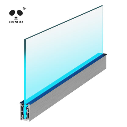 Barandilla de vidrio con canal en U de aluminio a medida Chuanlan con luz LED: sistema moderno de balaustrada para escaleras