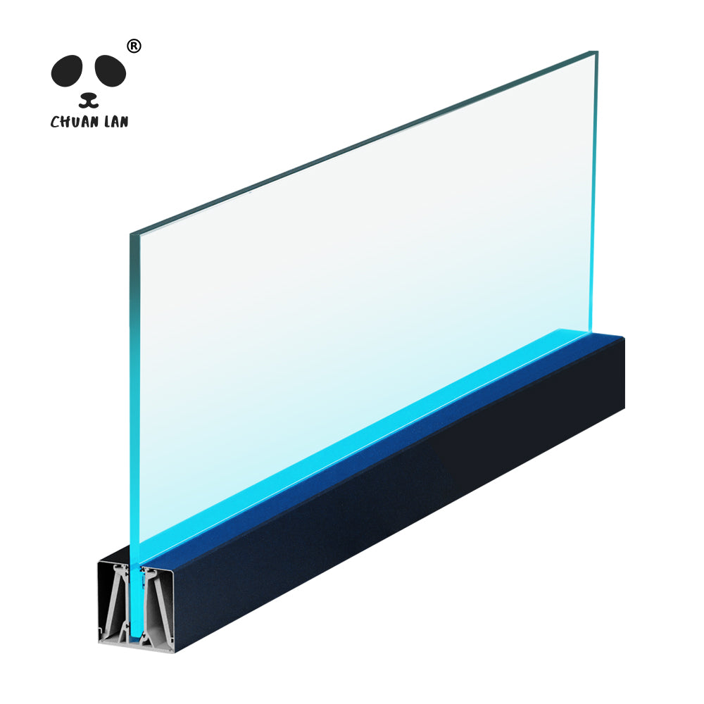 Chuanlan MZ100100 Slotted Aluminum U Channel Glass Railing - Modern Deck Balustrade for Stairs & Balcony