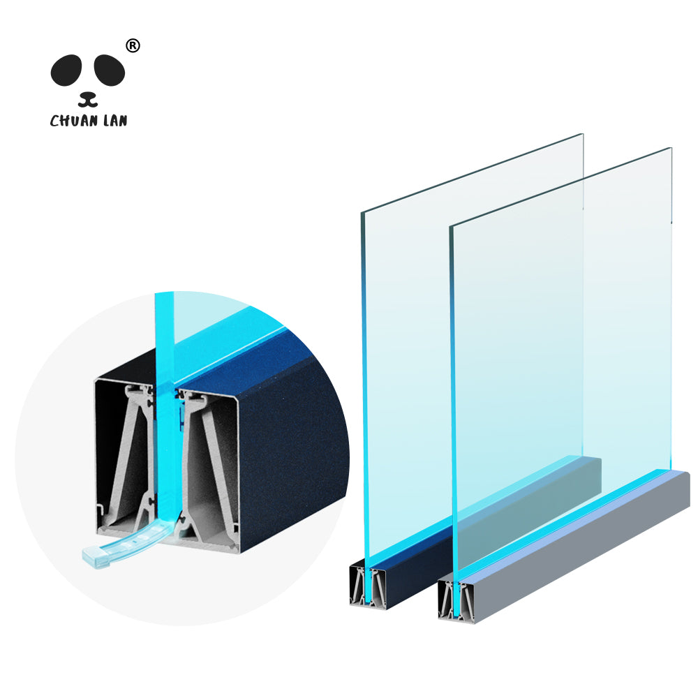 Chuanlan MZ100100 Slotted Aluminum U Channel Glass Railing - Modern Deck Balustrade for Stairs & Balcony