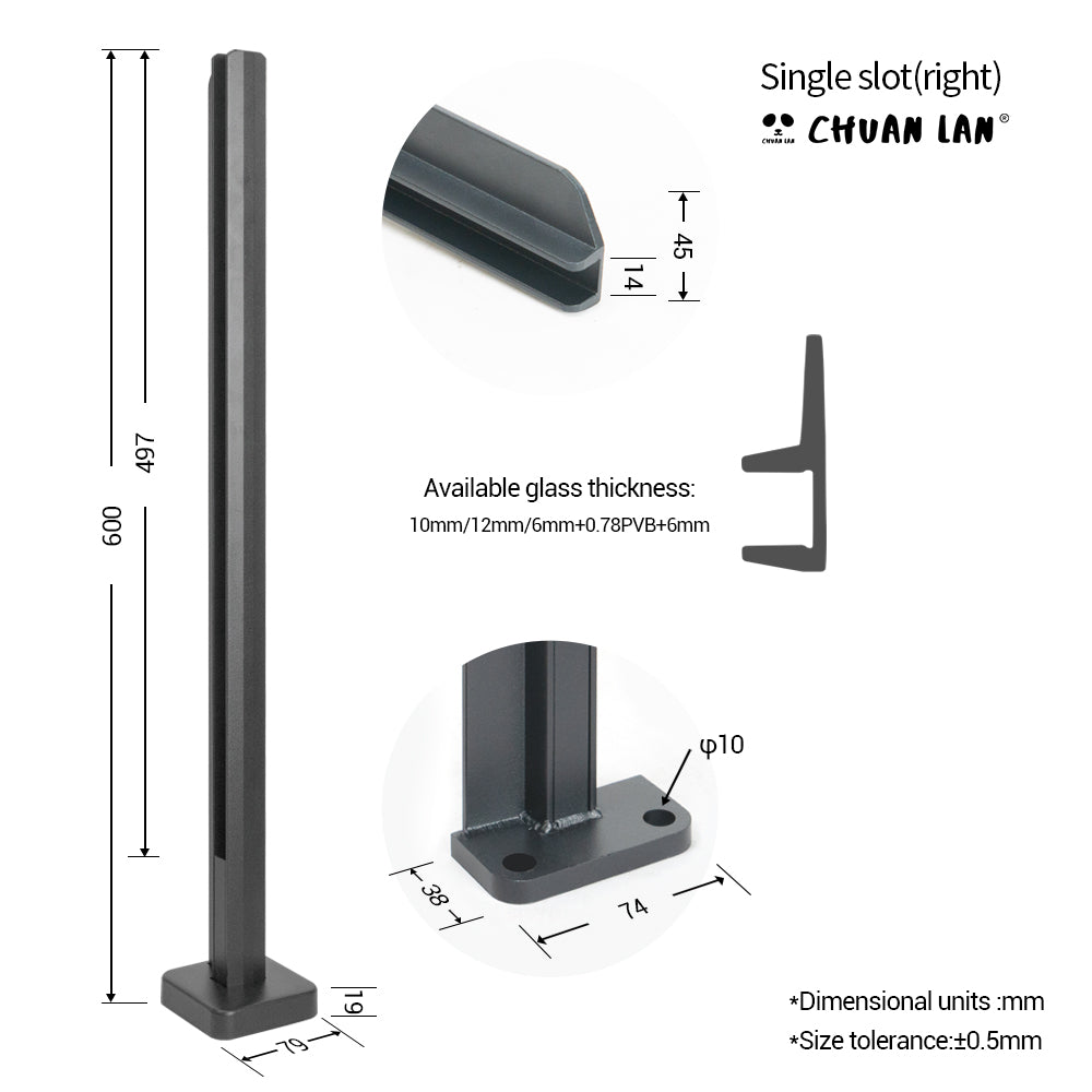 Chuanlan Aluminum Alloy Frameless Tempered Glass Railing Post System for Balcony Stair Villa