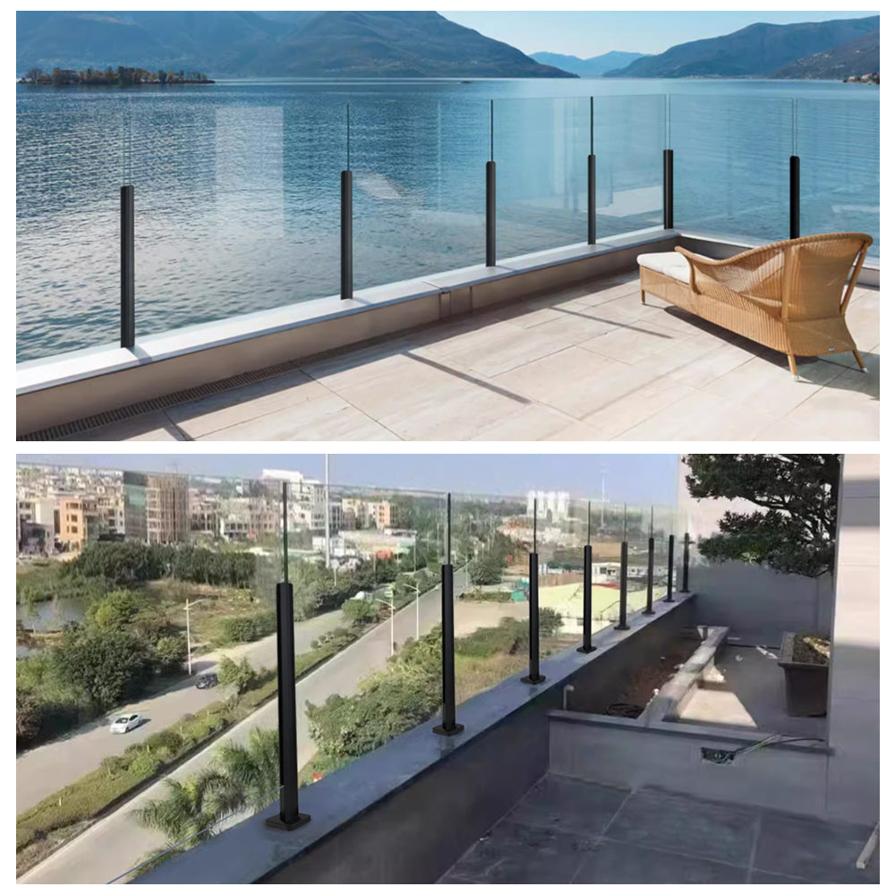 Chuanlan Aluminum Alloy Frameless Tempered Glass Railing Post System for Balcony Stair Villa